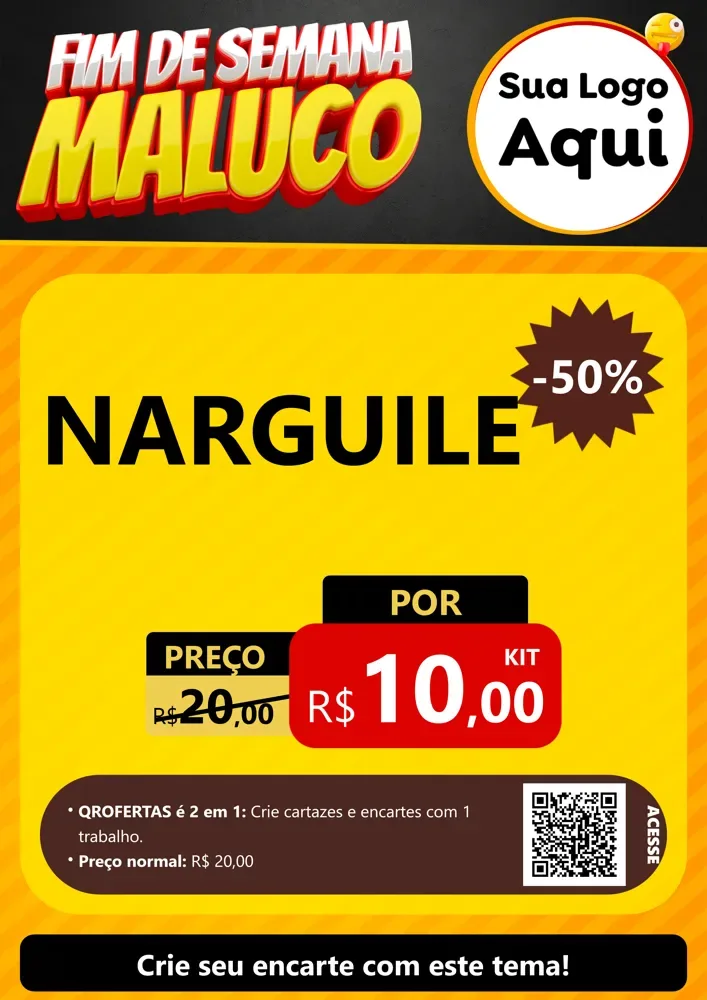 Modelo de Cartaz para Cartaz A4 Vertical com o tema Final de Semana Maluco para Tabacaria