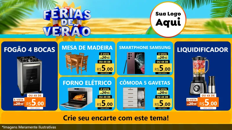 Modelo de TV para TV Horizontal com o tema Férias de Verão para Móveis e Eletro