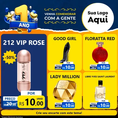 Modelo de Rede Social para Feed Facebook com o tema Um Ano de Aniversário para Perfumes