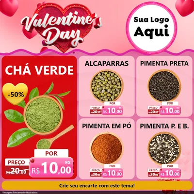 Modelo de Rede Social para Feed Facebook com o tema Valentine's Day para Produtos Naturais