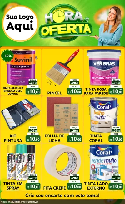 Modelo de Encarte para Encarte Grande com o tema Hora da Oferta para Tintas e Ferramentas