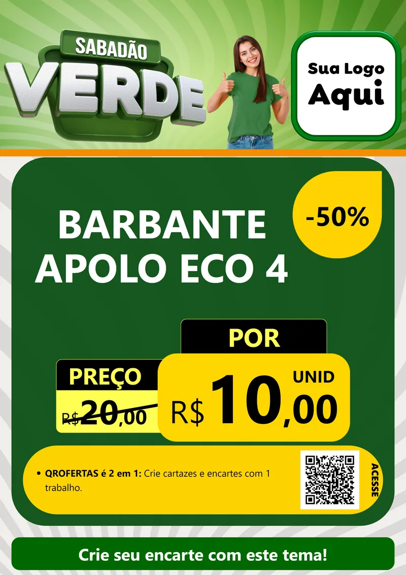 Modelo de Cartaz para Cartaz A4 Vertical com o tema Sabadão Verde para Armarinho e Aviamentos