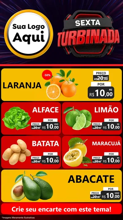 Modelo de TV para TV Vertical com o tema Sexta Turbinada para Hortifrúti