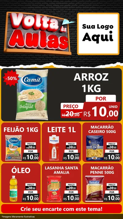 Modelo de Rede Social para Stories com o tema Volta Às Aulas para Supermercado