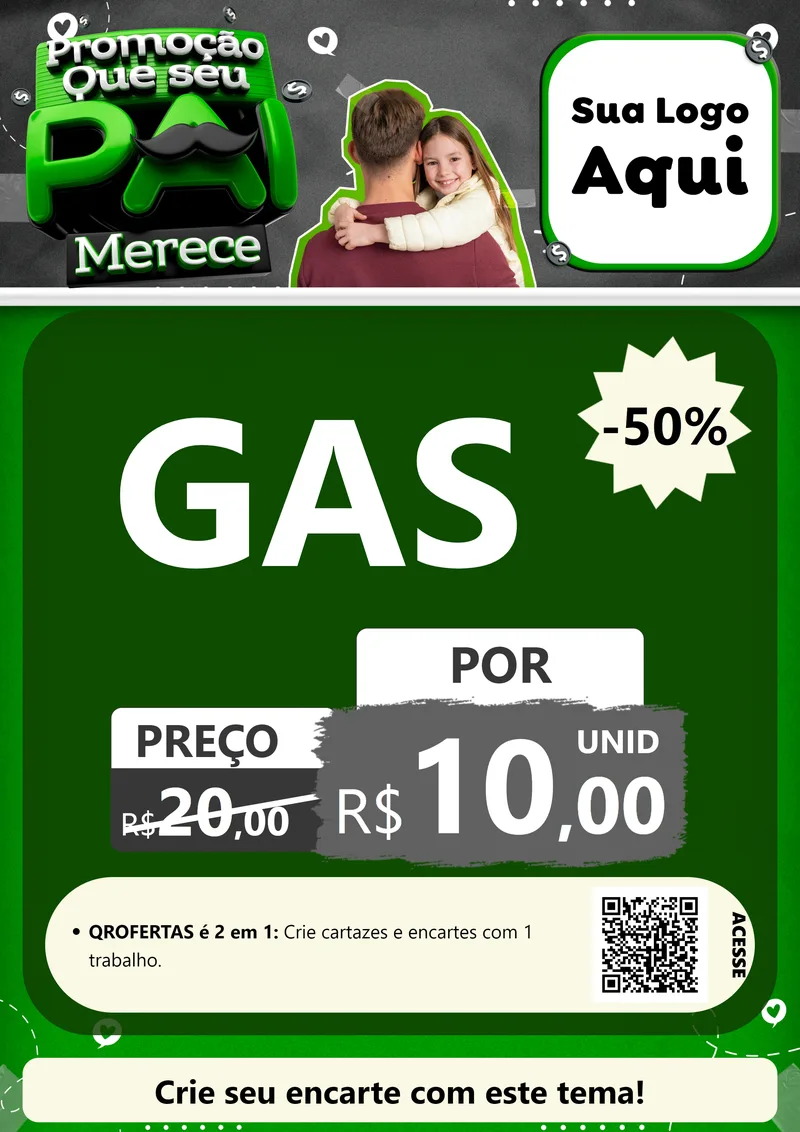 Modelo de Cartaz para Cartaz A4 Vertical com o tema Promoção Que seu Pai Merece para Água e gás