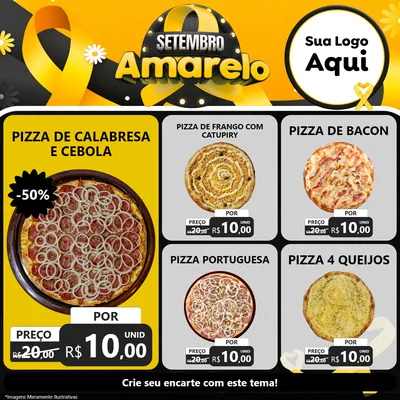 Modelo de Rede Social para Feed Facebook com o tema Setembro Amarelo para Pizzaria