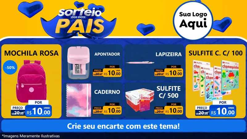 Modelo de TV para TV Horizontal com o tema Sorteio Dia dos Pais para Papelaria