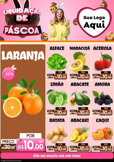 Modelo de Encarte para Encarte A4 Vertical com o tema Liquidação de Páscoa para Hortifrúti