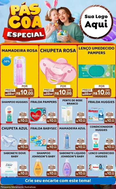 Modelo de Encarte para Encarte Grande com o tema Páscoa Especial para Bebês
