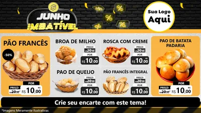 Modelo de TV para TV Horizontal com o tema Junho Imbatível para Padaria