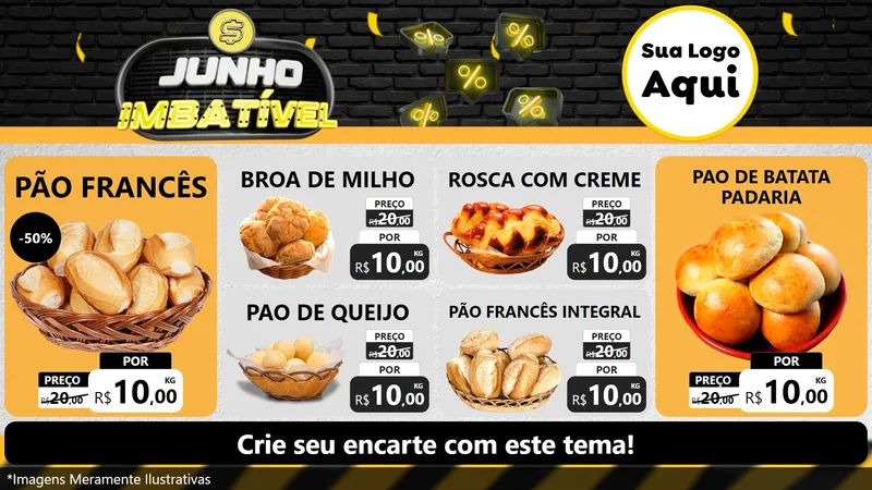 Modelo de TV para TV Horizontal com o tema Junho Imbatível para Padaria