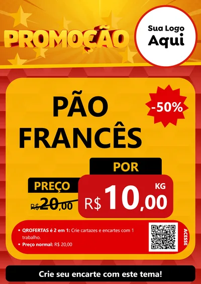Modelo de Cartaz para Cartaz A4 Vertical com o tema Promoção para Padaria
