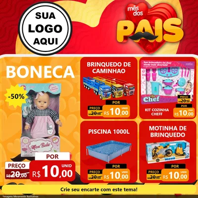 Modelo de Rede Social para Feed Facebook com o tema Mês Dos Pais para Brinquedos
