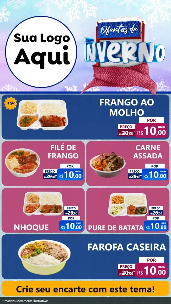 Modelo de TV para TV Vertical com o tema Ofertas de Inverno para Restaurante