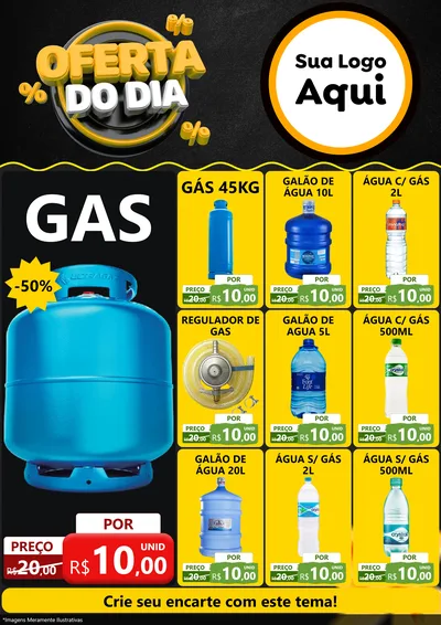 Modelo de Encarte para Encarte A4 Vertical com o tema Oferta Do Dia para Água e gás