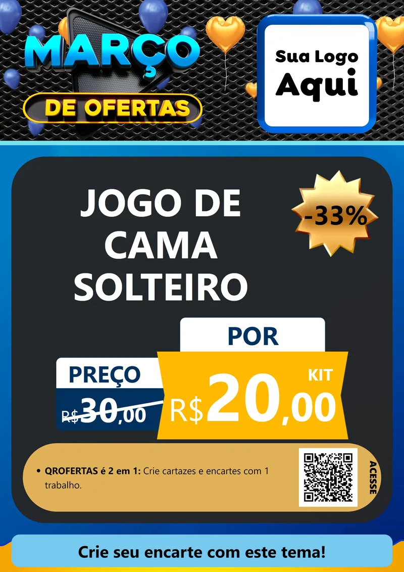 Modelo de Cartaz para Cartaz A4 Vertical com o tema Março de Ofertas para Cama, Mesa e Banho