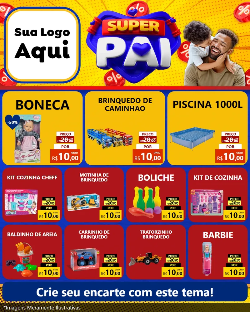 Modelo de Rede Social para Feed Instagram com o tema Super Pai para Brinquedos