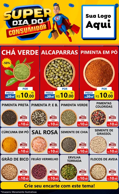Modelo de Encarte para Encarte Grande com o tema Super Dia do Consumidor para Produtos Naturais
