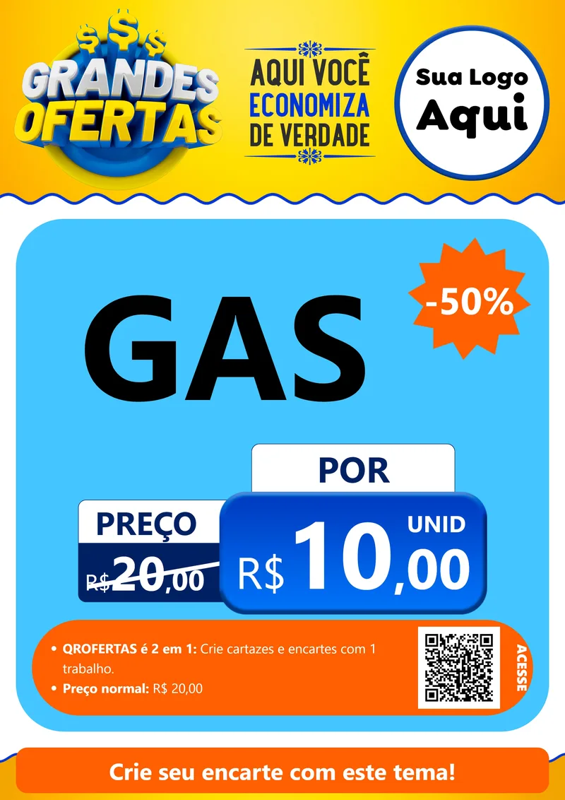 Modelo de Cartaz para Cartaz A4 Vertical com o tema Grandes Ofertas para Água e gás
