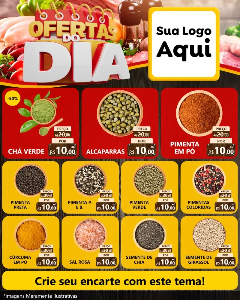 Modelo de Rede Social para Feed Instagram com o tema Ofertas do Dia para Produtos Naturais