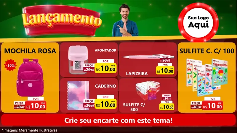 Modelo de TV para TV Horizontal com o tema Lançamento para Papelaria