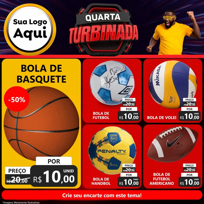 Modelo de Rede Social para Feed Facebook com o tema Quarta Turbinada para Artigos Esportivos