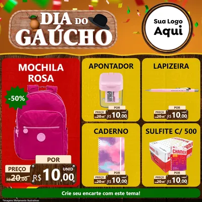Modelo de Rede Social para Feed Facebook com o tema Dia do Gaúcho para Papelaria