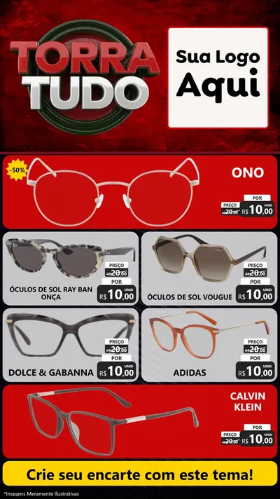 Modelo de TV para TV Vertical com o tema Torra Tudo para Óticas