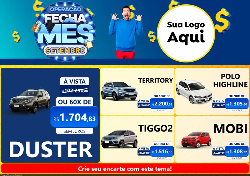 Modelo de Encarte para Encarte A4 Horizontal com o tema Operação Fecha Mês Setembro para Concessionaria de Carros