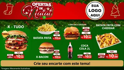 Modelo de TV para TV Horizontal com o tema Ofertas de Natal para Hamburgueria