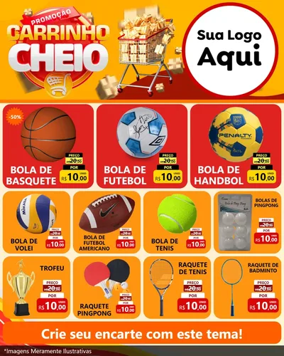 Modelo de Rede Social para Feed Instagram com o tema Promoção carrinho cheio para Artigos Esportivos