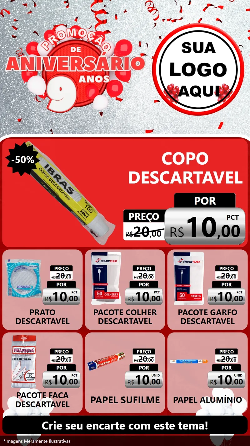 Modelo de Rede Social para Stories com o tema Promoção de Aniversário - 9 Anos para Embalagens