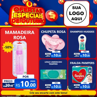Modelo de Rede Social para Feed Facebook com o tema Ofertas Especiais de Outubro para Bebês
