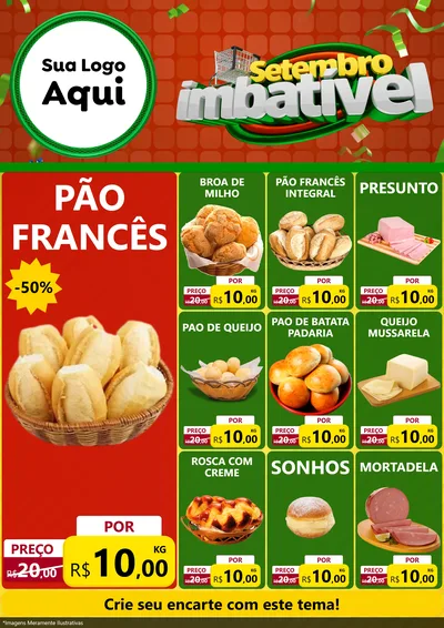 Modelo de Encarte para Encarte A4 Vertical com o tema Setembro Imbatível para Padaria