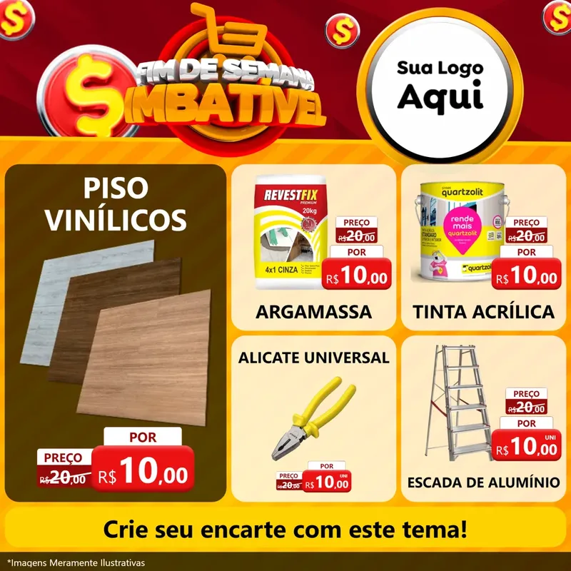 Modelo de Rede Social para Feed Facebook com o tema Fim de Semana Imbatível para Material para Construção