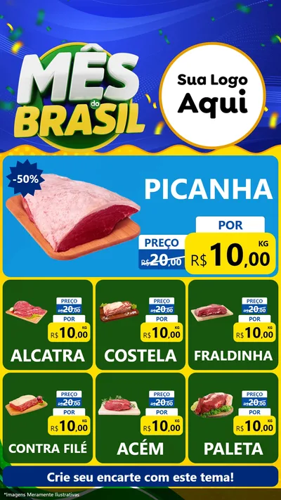 Modelo de Rede Social para Stories com o tema Mês do Brasil para Açougue