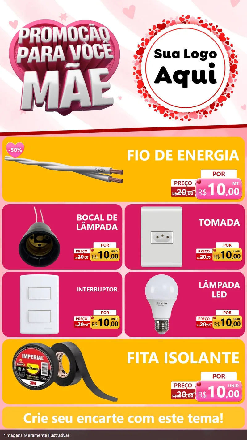 Modelo de TV para TV Vertical com o tema Promoção Para Você Mãe para Materiais Elétricos