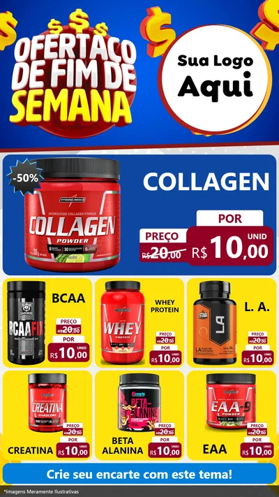 Modelo de Rede Social para Stories com o tema Ofertaço de Fim de Semana para Suplementos alimentares