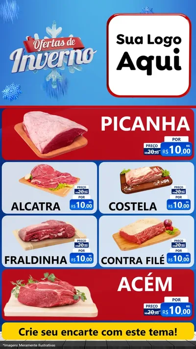 Modelo de TV para TV Vertical com o tema Ofertas de Inverno para Açougue