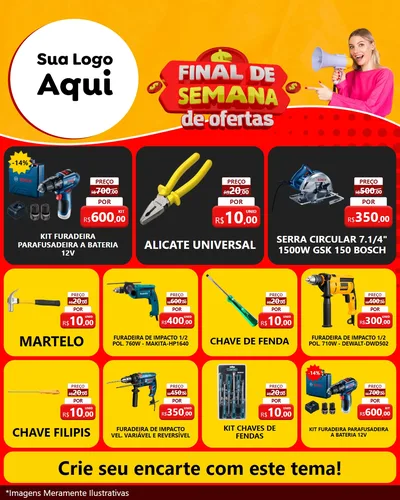 Modelo de Rede Social para Feed Instagram com o tema Final de Semana de Ofertas para Maquinas e Ferramentas
