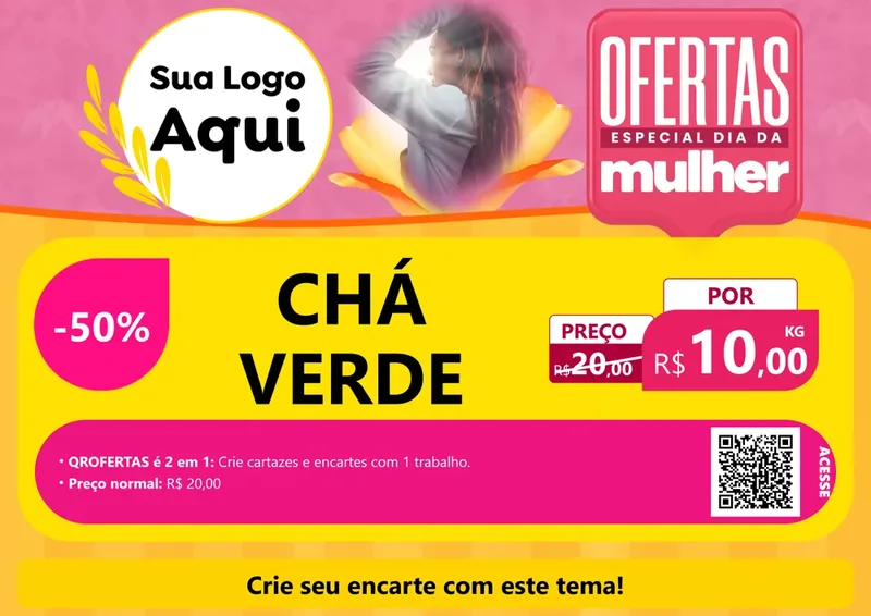 Modelo de Cartaz para Cartaz A4 Horizontal com o tema Ofertas - Especial Dia Das Mulheres para Produtos Naturais