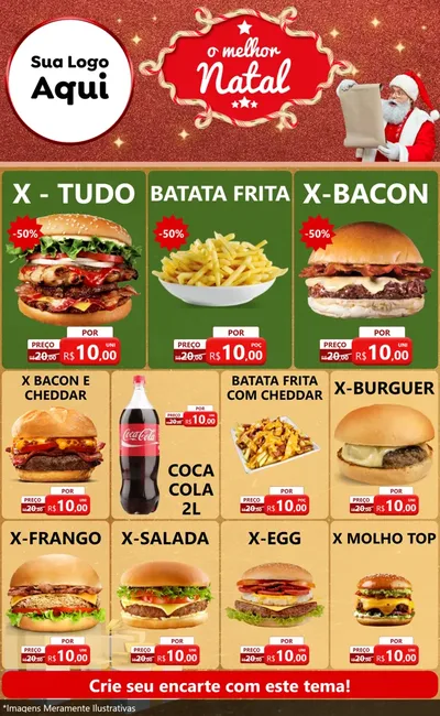Modelo de Encarte para Encarte Grande com o tema O Melhor Natal para Hamburgueria