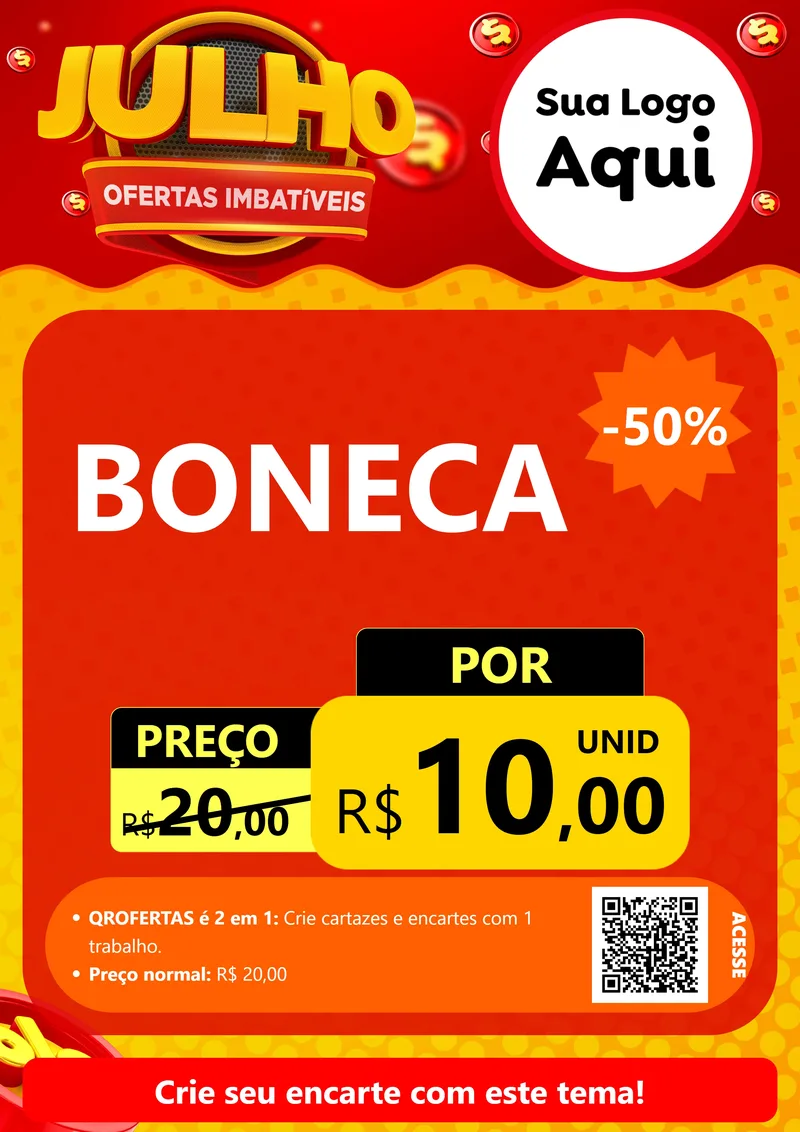 Modelo de Cartaz para Cartaz A4 Vertical com o tema Julho Ofertas Imbatíveis para Brinquedos