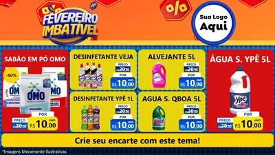 Modelo de TV para TV Horizontal com o tema Fevereiro Imbatível para Produtos de Limpeza