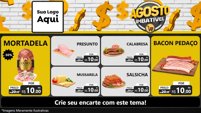 Modelo de TV para TV Horizontal com o tema Agosto imbatível para Frios e Laticínios