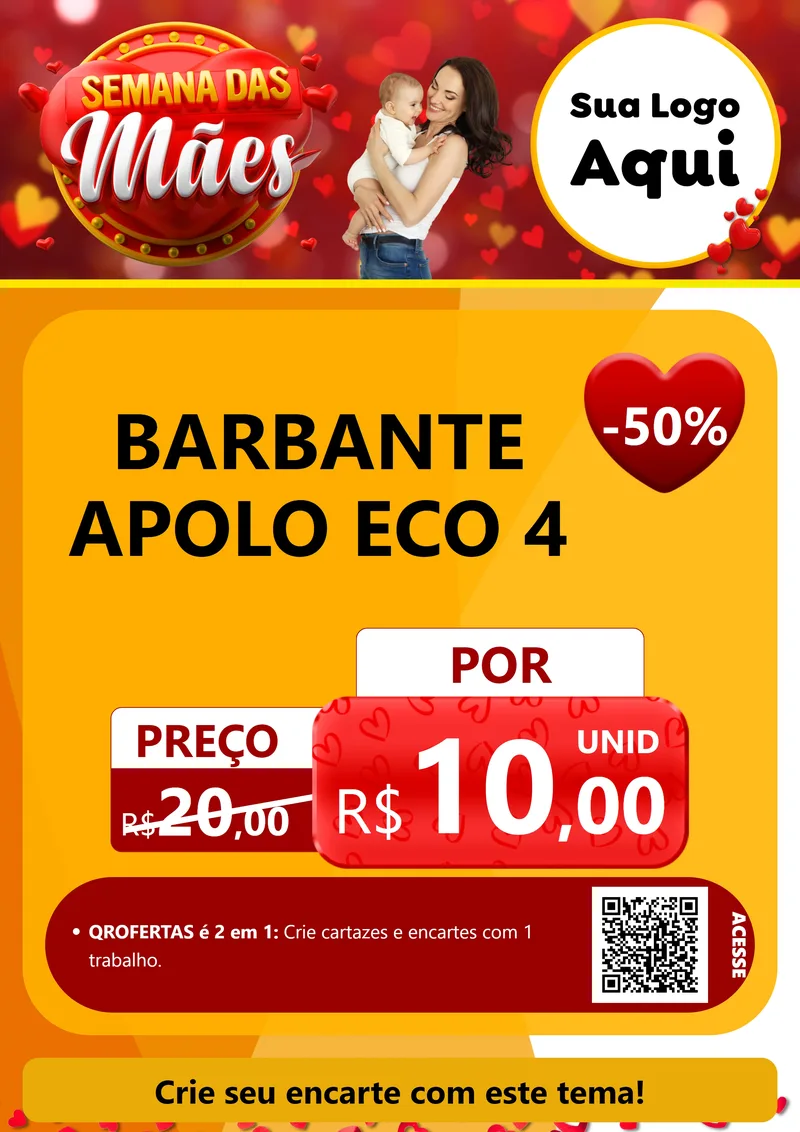 Modelo de Cartaz para Cartaz A4 Vertical com o tema Semana das Mães para Armarinho e Aviamentos