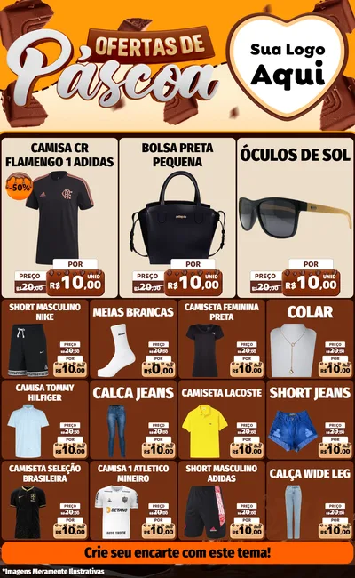 Modelo de Encarte para Encarte Grande com o tema Ofertas de Páscoa para Roupas e acessórios
