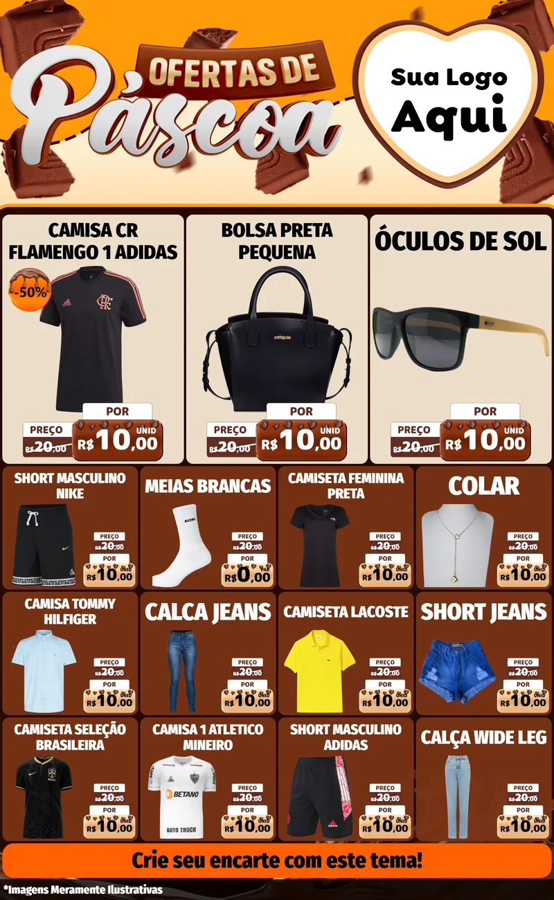 Modelo de Encarte para Encarte Grande com o tema Ofertas de Páscoa para Roupas e acessórios