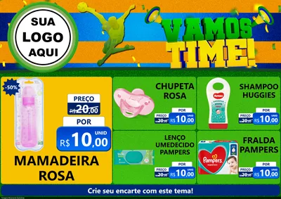 Modelo de Encarte para Encarte A4 Horizontal com o tema Vamos Time! para Bebês