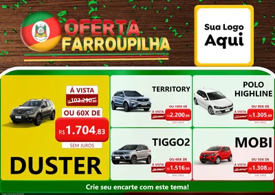 Modelo de Encarte para Encarte A4 Horizontal com o tema Oferta Farroupilha para Concessionaria de Carros